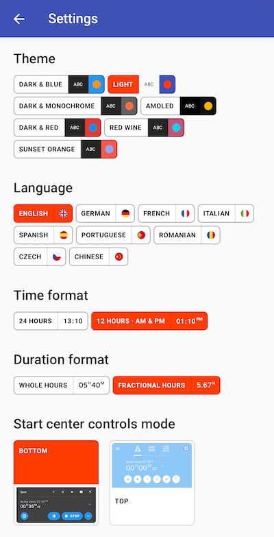New settings