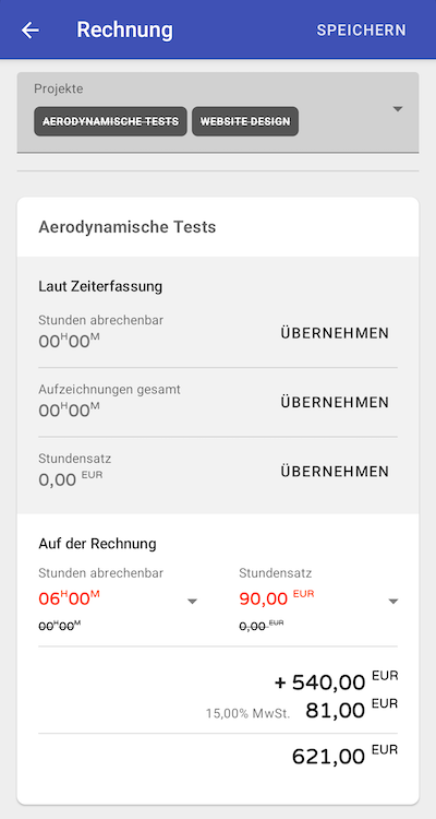 Rechnung bearbeiten